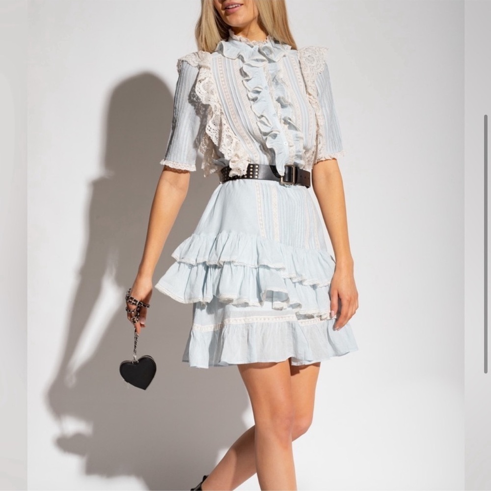 Zadig & Voltaire Ranky Tomboy Dress Ruffle Lace Size Med EUC - Picture 13 of 14